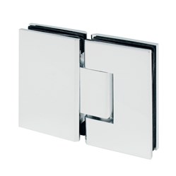 Shower door hinge glass-glass 180°, Mini, one-sided screw-on plate