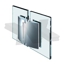 Shower door hinge Papillon, glass-glass 180°, opening outward