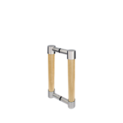 Straight pull handle, double-sided wood, Ø 30 mm, stainless steel AISI 304