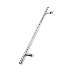 Straight single-sided pull handle with knob, Ø 19 mm, chrome plated