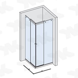 Corner shower for shower tray up to 1000 x 1000 mm