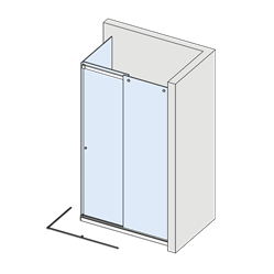 Corner shower with two fixed parts, track length 3000 mm