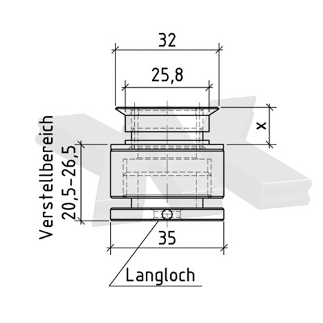 Senkpunkthalter, verstellbar, Ø 35/32 mm