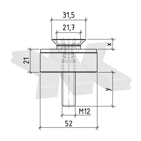 Countersunk point fitting, rigid, Ø 52/32 mm