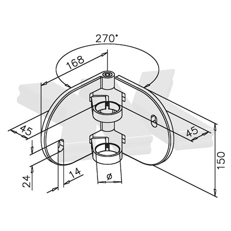 Baluster post bracket, variable 90-270°