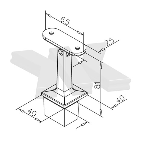 Handrail bracket for post 40x40 mm, flexible