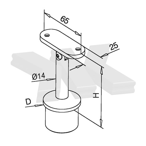 Handrail bracket for post Ø 33,7 mm, flexible