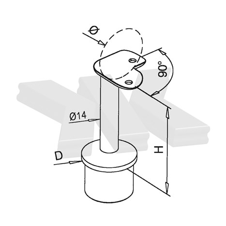 Handrail bracket for post Ø 42,4 mm, rigid