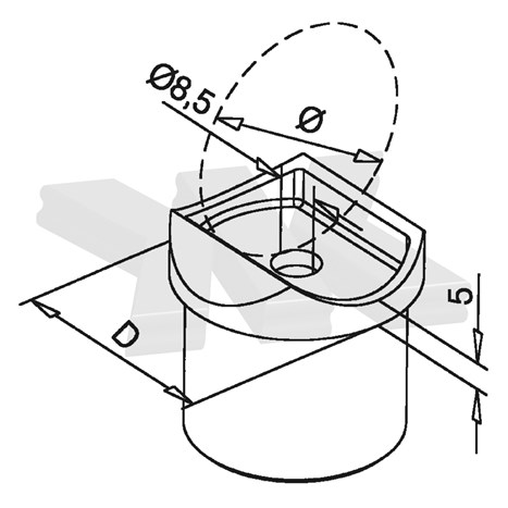 Rohradapter, runder Anschluss, Pfosten Ø 42,4 mm