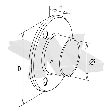 Wall flange for round tube Ø 33,7 mm