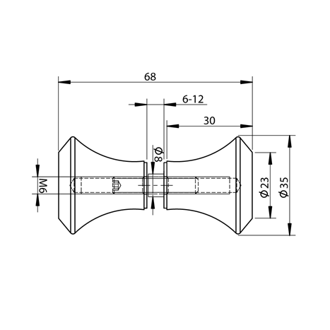 Duschtürknopf, Ø 35 mm, Schwarz, 1 Paar