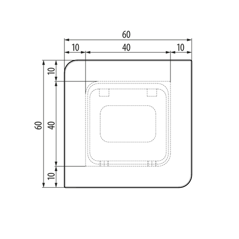 Duschtürgriff, 60 x 60 mm, Schwarz, 1 Paar