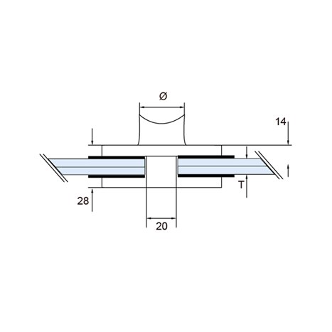 Glass clamp 17, connection Ø 42,4 mm, 8 mm