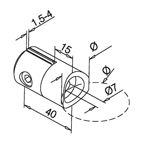 Halter-Platten-Adapter, Ø 32 mm, Anschluss Ø 42,4 mm