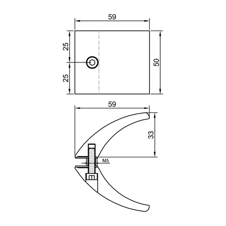 Duschtürgriff, 59 x 50 mm, Edelstahleffekt, 1 Paar