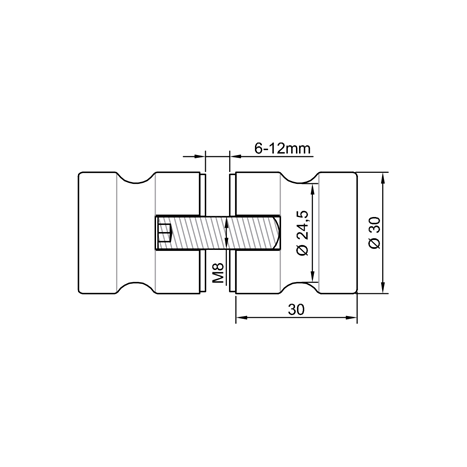 Duschtürknopf, Ø 30 mm, Schwarz matt, 1 Paar