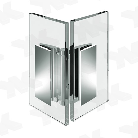 Shower door hinge Farfalla, glass-glass 90°, opening inward