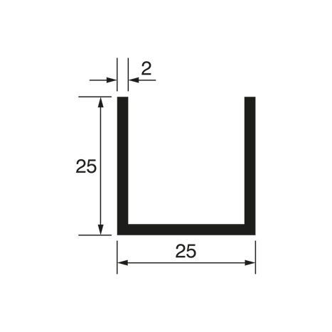 U-Profil 25x25x25x2mm, Edelstahleffekt