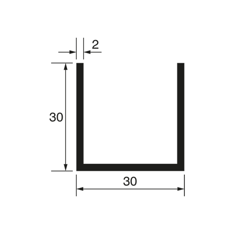 U-Profil 30x30x30x2mm, Edelstahleffekt