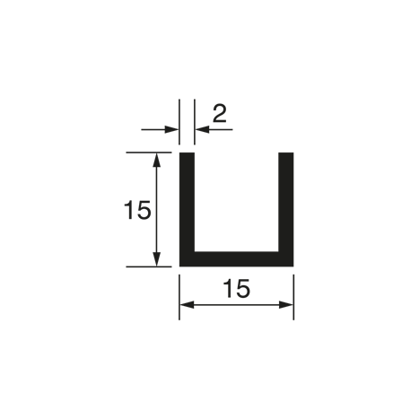 U-Profil 15x15x15x2mm, Edelstahl V4A geschliffen