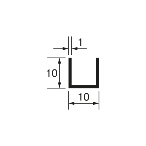 U-Profil 10x10x10x1mm, glanzeloxiert