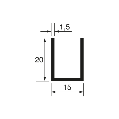 U-Profil 20x15x20x1,5mm, glanzeloxiert