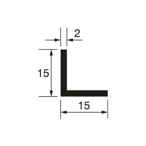L-Profil 15x15x2mm, Edelstahleffekt