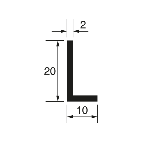 L-Profil 20x10x2mm, Edelstahleffekt