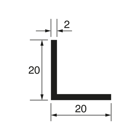 L-Profil 20x20x2mm, Edelstahleffekt