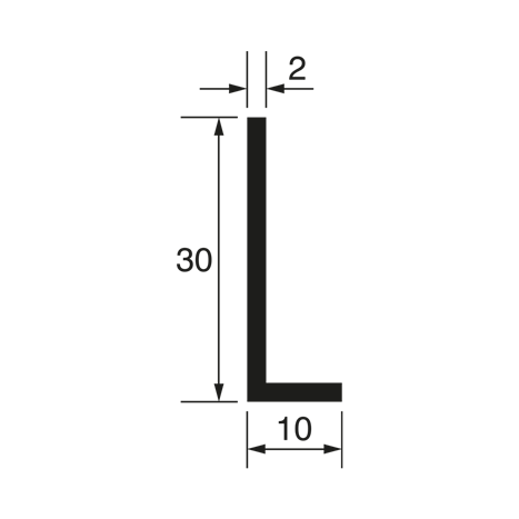 L-Profil 30x10x2mm, Edelstahleffekt