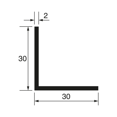 L-Profil 30x30x2mm, weiß