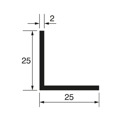 L-Profil 25x25x2mm, weiß