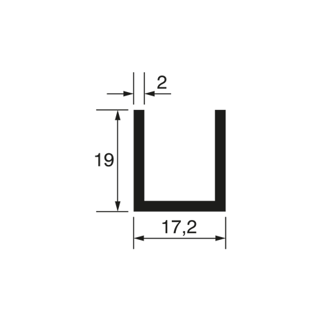 U-Profil 19x17,2x19x2mm, glanzeloxiert