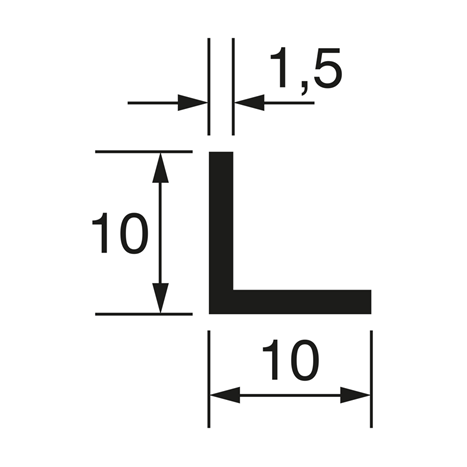 L-Profil 10x10x1,5mm, roh
