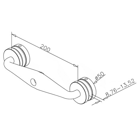 Baluster point fitting double Ø 50 mm, double arm